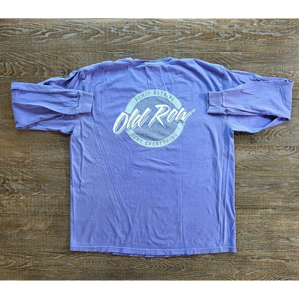 Old Row Comfort Colors Long Sleeve Pocket T-Shirt Purple Mens XL Admit Nothing